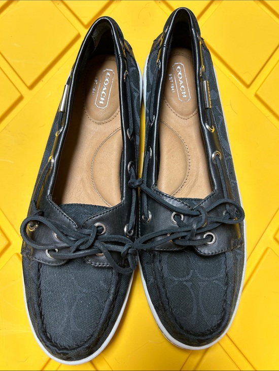 Coach Shoes - Coach Black Canvas & Leather Boat Loafers